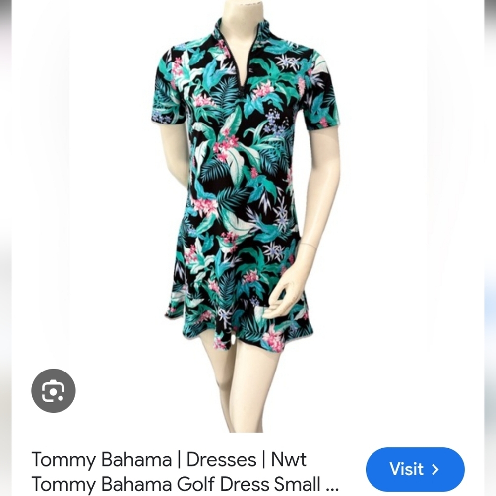 Tommy Bahama Floral Golf Dress - Green and Pink, has Stretch